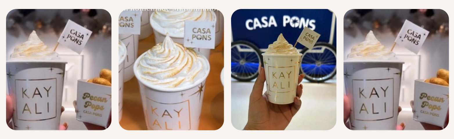 Casa Pons hot chocolate and pecan pops served at a Kayali event