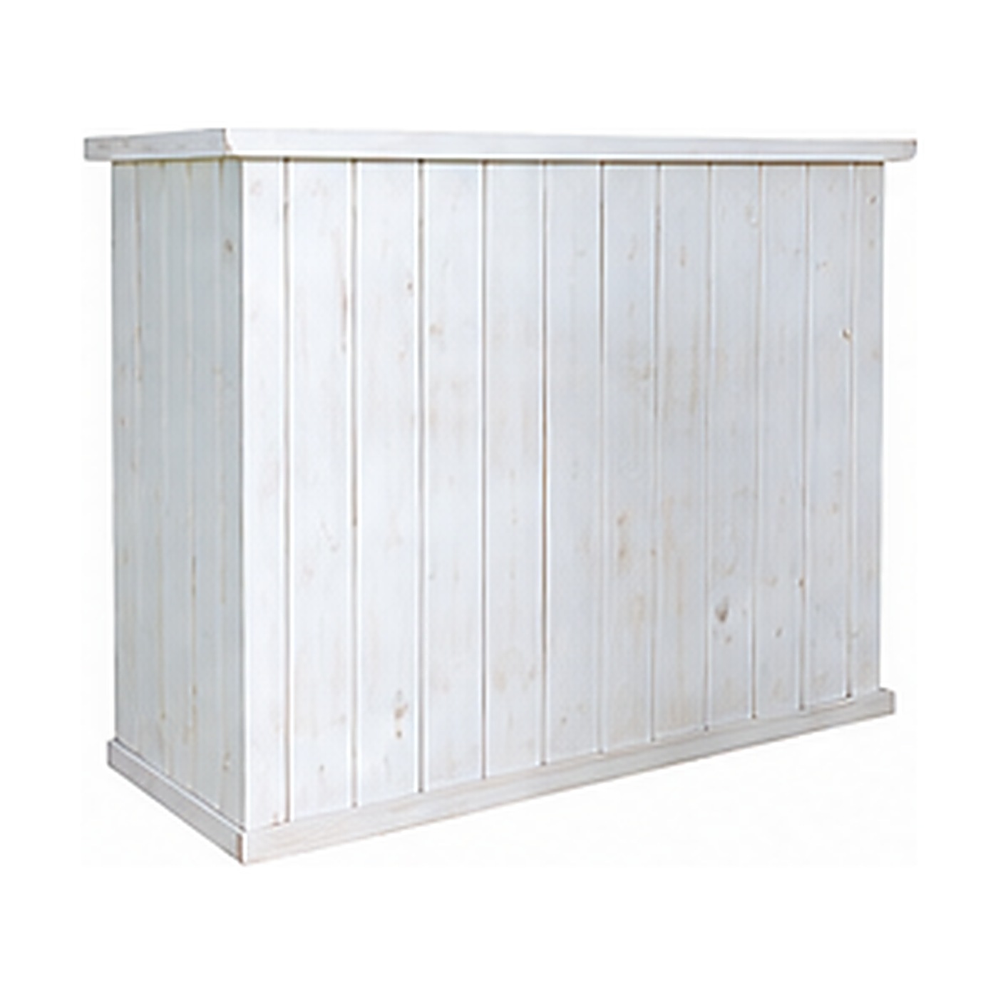 Rustic White Wash bar counter - Lime-washed timber, L140 × W70 × H130 cm
