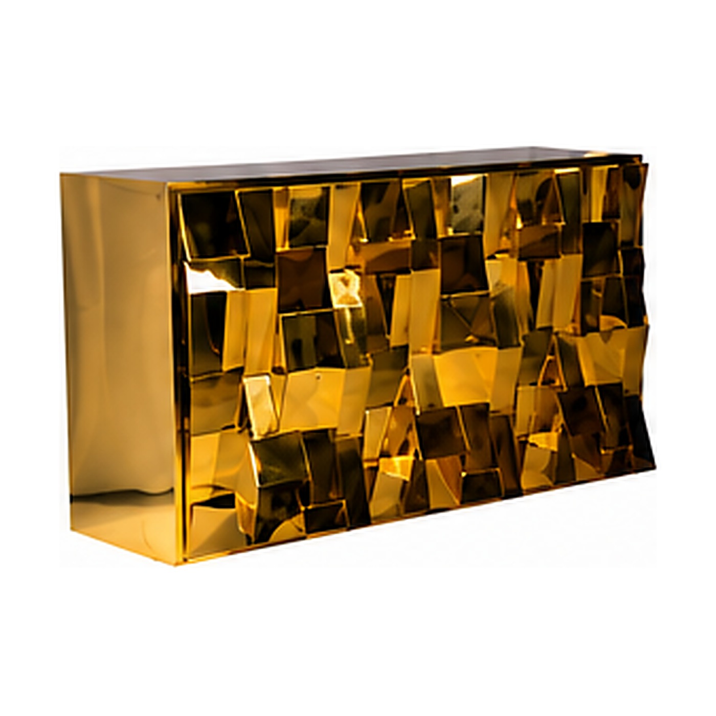 Psycho bar counter - Faceted mirror, gold, L180 × W60 × H107 cm