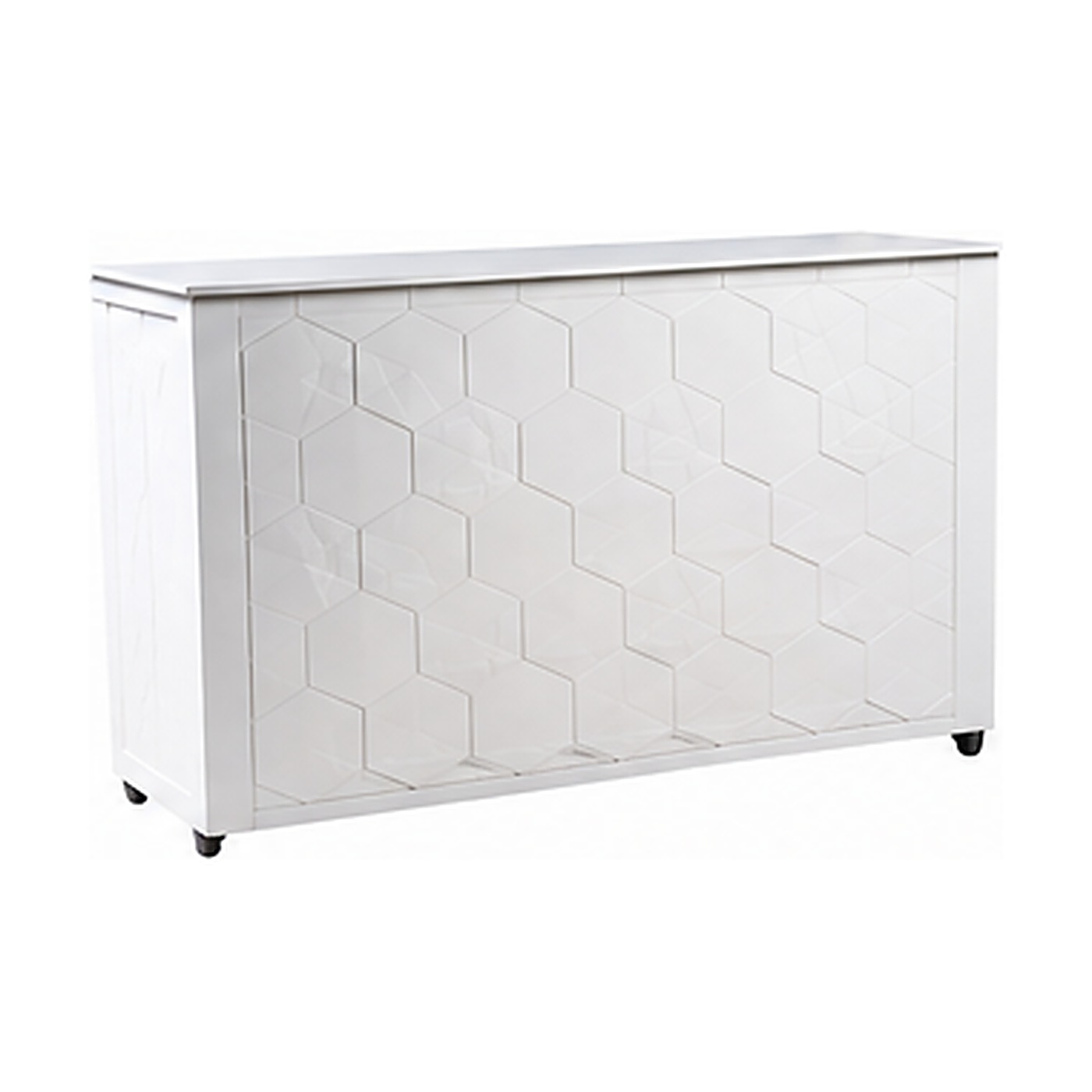 Harry bar counter - White gloss, hexagon facade, L190 × W60 × H115 cm