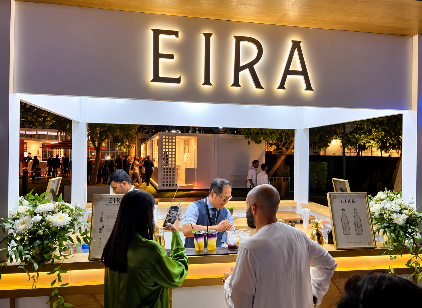 EIRA branded bar — brand activation imagery