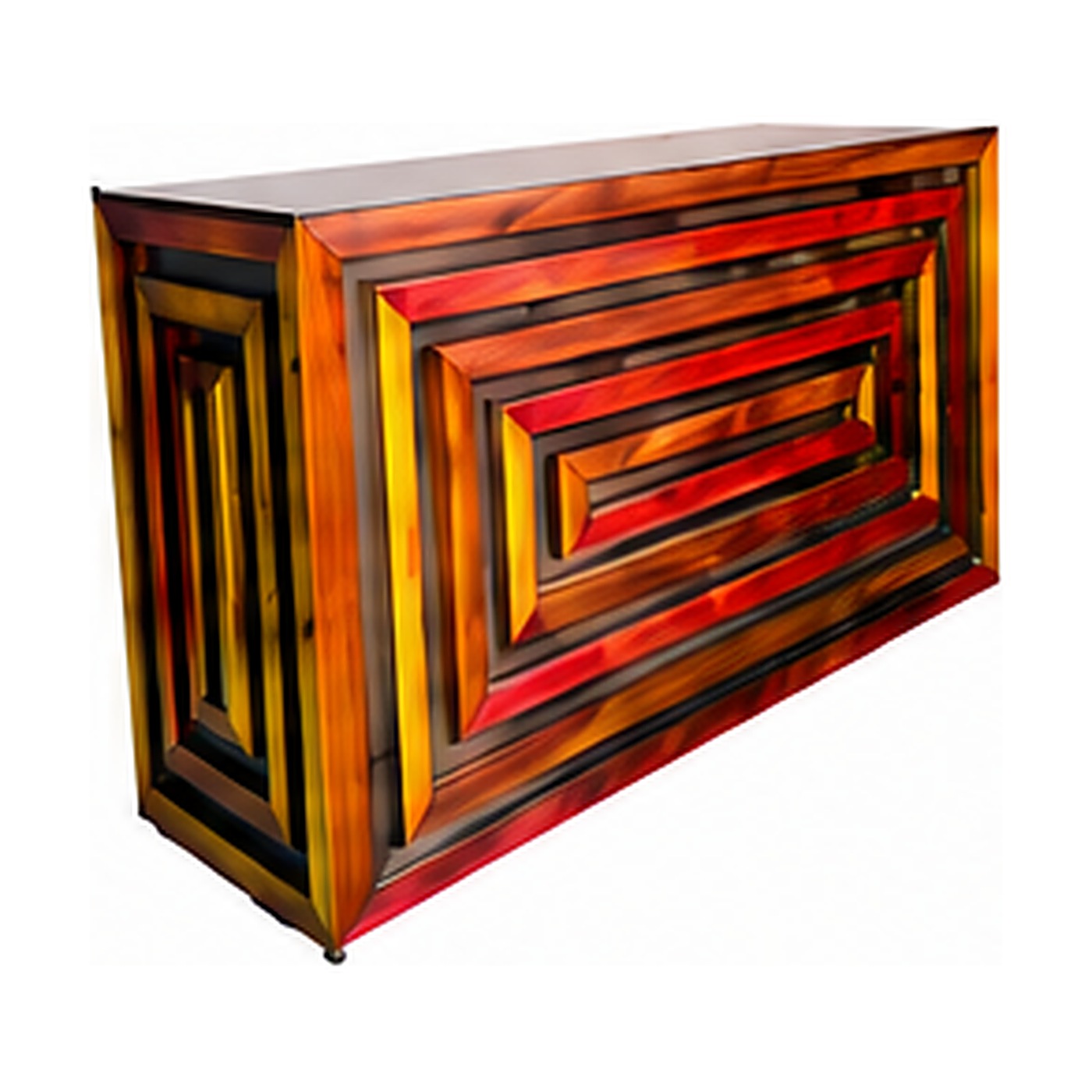 Labyrinth bar counter - Layered timber, amber tones, L200 × W60 × H107 cm