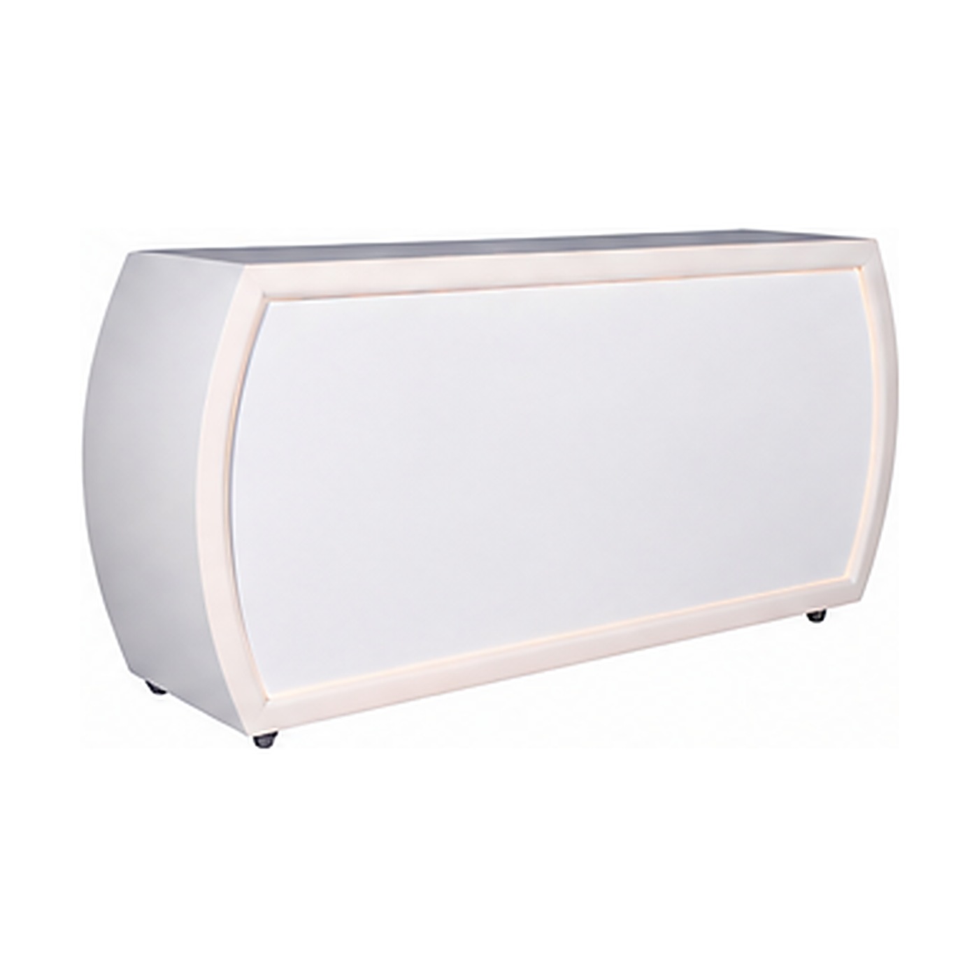 Oval bar counter - Curved white, rounded ends, L200 × W60 × H107 cm